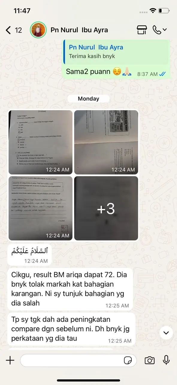 Testimoni WhatsApp — BM meningkat
